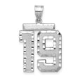 Large Brushed Diamond-cut Number 19 Charm Pendant in Real 14k White Gold