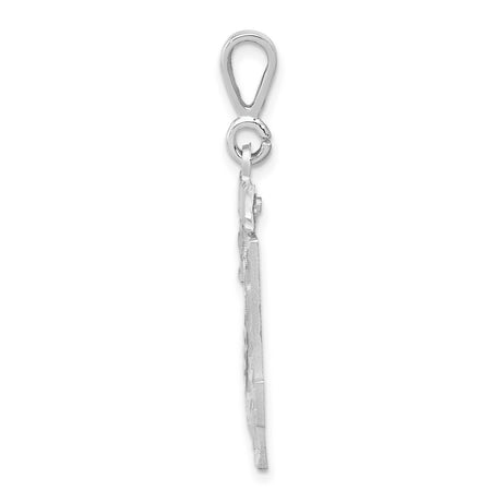 14k White Gold Number 24 Pendant, Polished and Textured Sports Jersey Charm for Men or Unisex