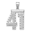 Large Brushed Diamond-cut Number 41 Charm Pendant in Real 14k White Gold