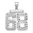 Large Brushed Diamond-cut Number 68 Charm Pendant in Real 14k White Gold