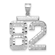 Large Brushed Diamond-cut Number 82 Charm Pendant in Real 14k White Gold
