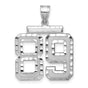 Large Brushed Diamond-cut Number 89 Charm Pendant in Real 14k White Gold