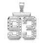 Large Brushed Diamond-cut Number 93 Charm Pendant in Real 14k White Gold