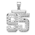 Large Brushed Diamond-cut Number 95 Charm Pendant in Real 14k White Gold