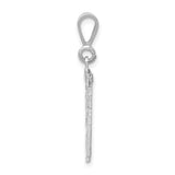 Large Brushed Diamond-cut Number 96 Charm Pendant in Real 14k White Gold