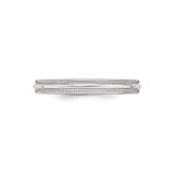 10k White Gold Milgrain, Domed wedding band ring detail view