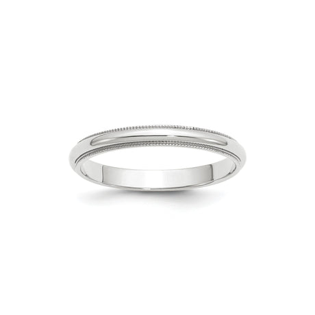 10k White Gold Milgrain, Domed wedding band ring