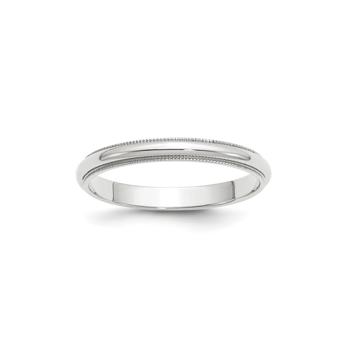 14k White Gold Milgrain, Domed wedding band ring
