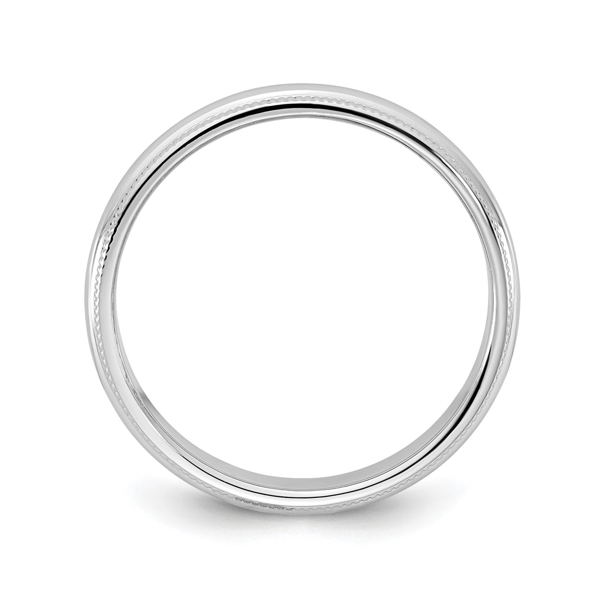 14k White Gold Milgrain, Domed wedding band ring alternate angle
