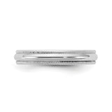 14k White Gold Milgrain, Domed wedding band ring detail view
