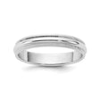 14k White Gold Milgrain, Domed wedding band ring