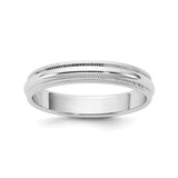 14k White Gold Milgrain, Domed wedding band ring