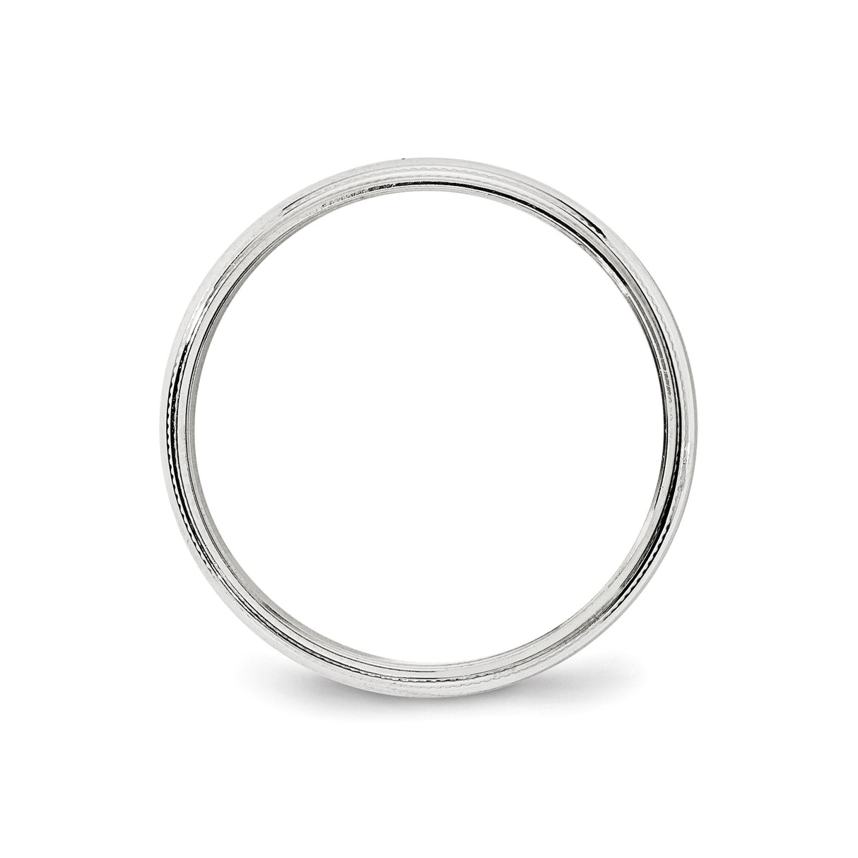 10k White Gold Milgrain, Domed wedding band ring alternate angle