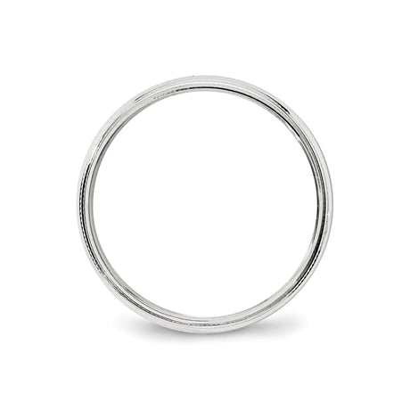10k White Gold Milgrain, Domed wedding band ring alternate angle