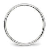 14K White Gold Half-Round Milgrain No-Stone Domed Wedding Band 4 Mm Comfort-Fit