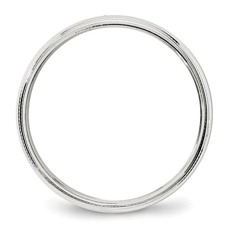 14K White Gold Half-Round Milgrain No-Stone Domed Wedding Band 4 Mm Comfort-Fit