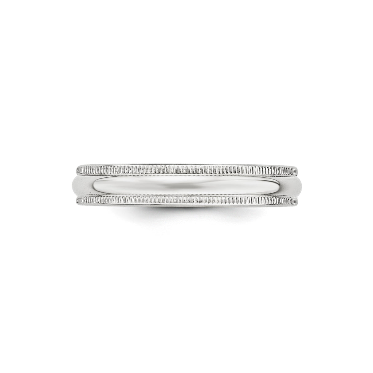10k White Gold Milgrain, Domed wedding band ring detail view
