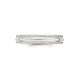 10k White Gold Milgrain, Domed wedding band ring detail view