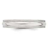 14K White Gold Half-Round Milgrain No-Stone Domed Wedding Band 4 Mm Comfort-Fit