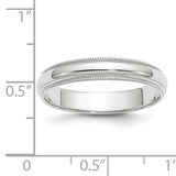 14K White Gold Half-Round Milgrain No-Stone Domed Wedding Band 4 Mm Comfort-Fit