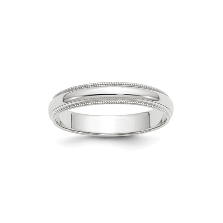 10k White Gold Milgrain, Domed wedding band ring