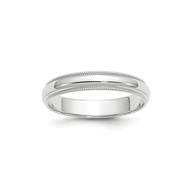 10k White Gold Milgrain, Domed wedding band ring