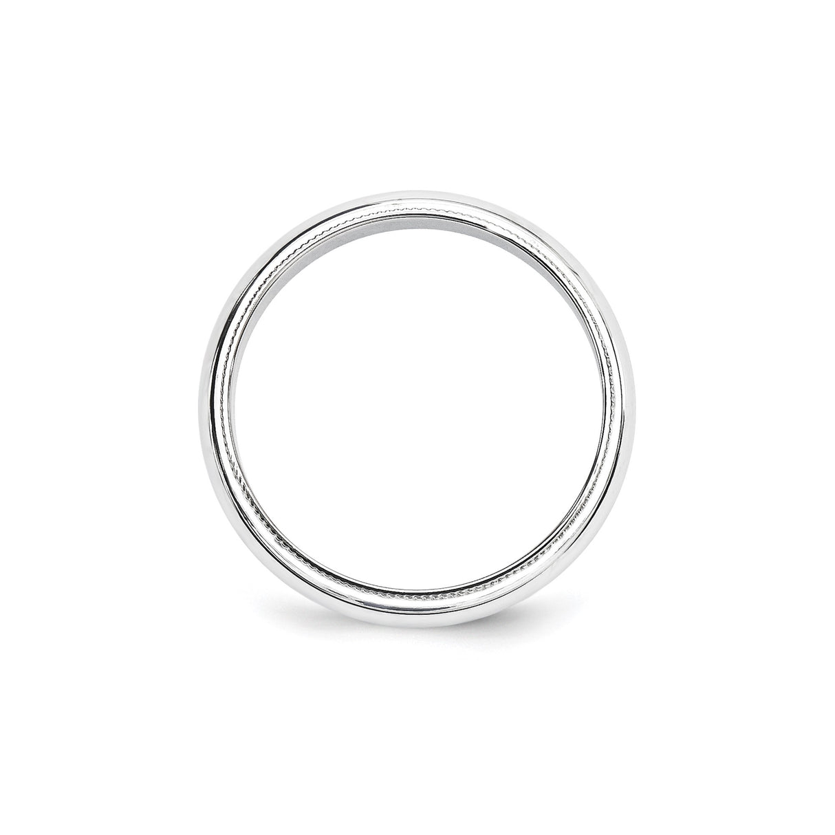 10k White Gold Milgrain, Domed wedding band ring alternate angle