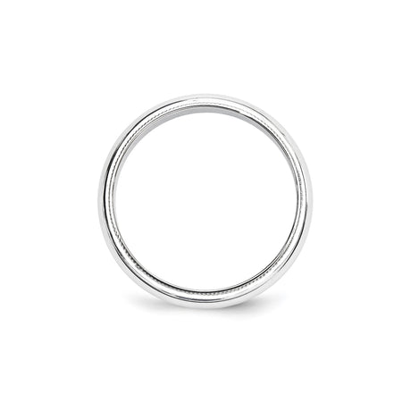 10k White Gold Milgrain, Domed wedding band ring alternate angle
