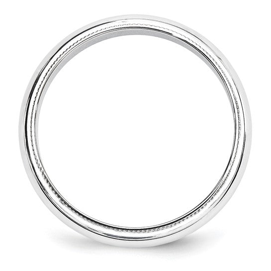 14K White Gold Half Round Milgrain Wedding Band, Solid 5mm