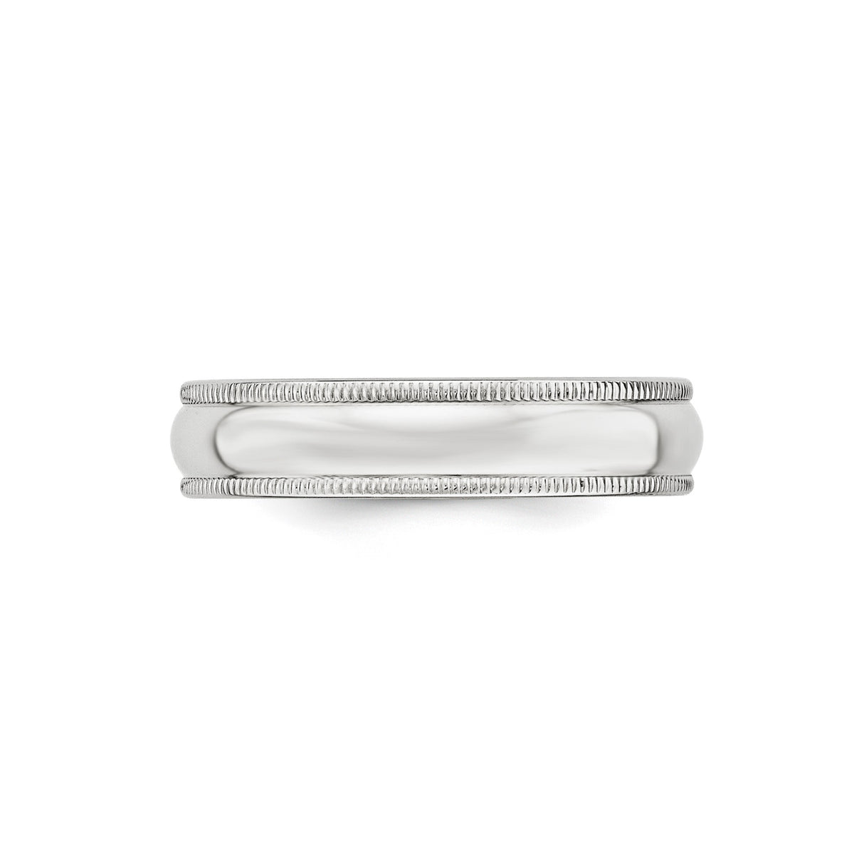 10k White Gold Milgrain, Domed wedding band ring detail view