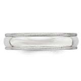 14K White Gold Half Round Milgrain Wedding Band, Solid 5mm