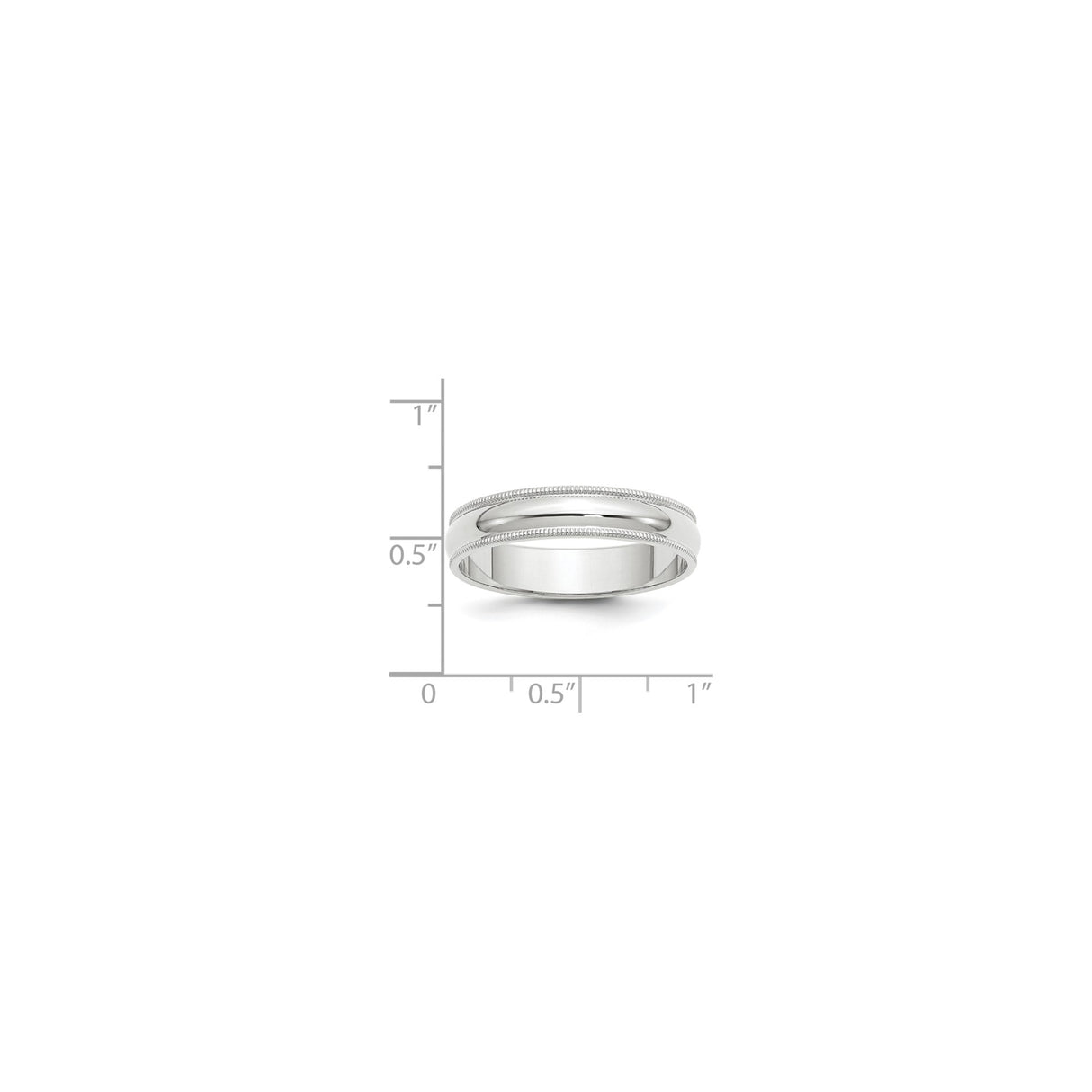 10k White Gold Milgrain, Domed wedding band ring shown for scale