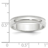 14K White Gold Half Round Milgrain Wedding Band, Solid 5mm