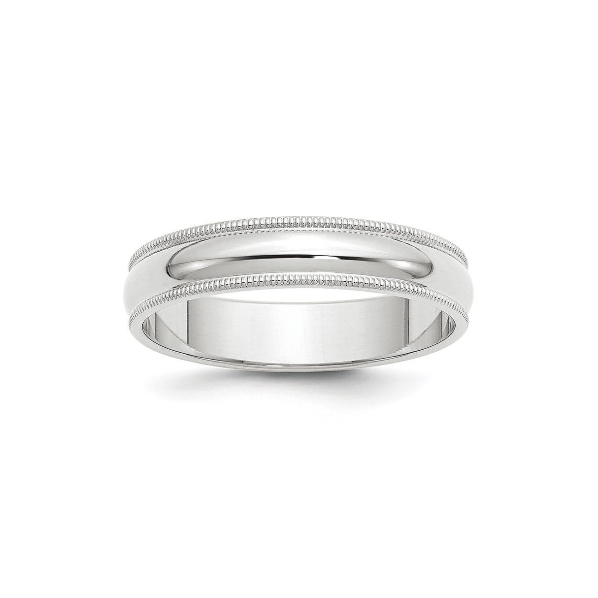10k White Gold Milgrain, Domed wedding band ring