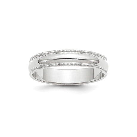 10k White Gold Milgrain, Domed wedding band ring