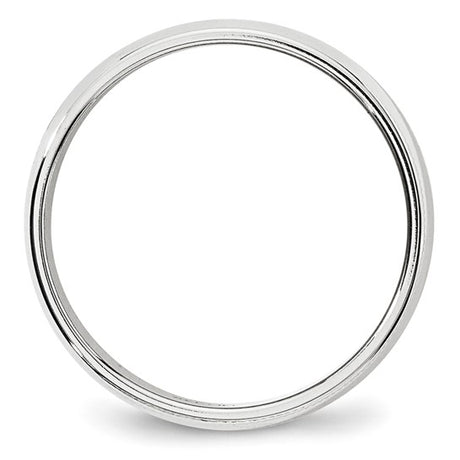 14K White Gold Half-Round Milgrain Wedding Band Solid 6mm