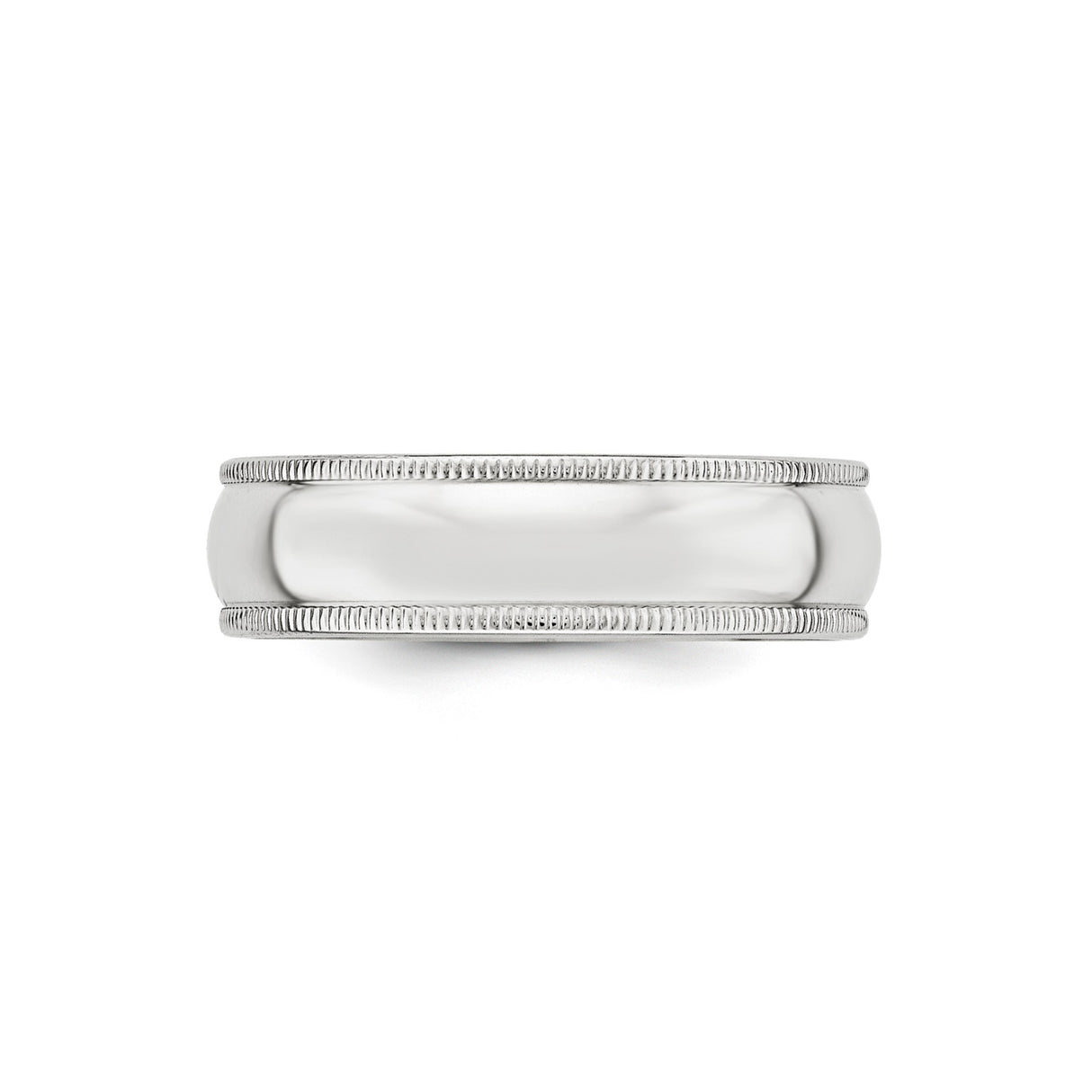 10k White Gold Milgrain, Domed wedding band ring detail view
