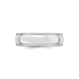 10k White Gold Milgrain, Domed wedding band ring detail view