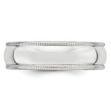 14K White Gold Half-Round Milgrain Wedding Band Solid 6mm