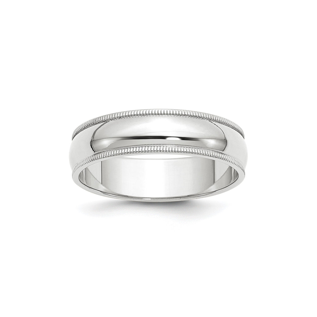 10k White Gold Milgrain, Domed wedding band ring