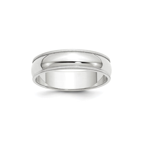 10k White Gold Milgrain, Domed wedding band ring