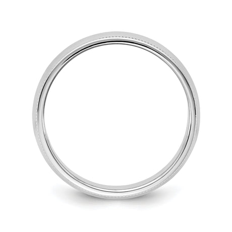 10k White Gold Milgrain, Domed wedding band ring alternate angle