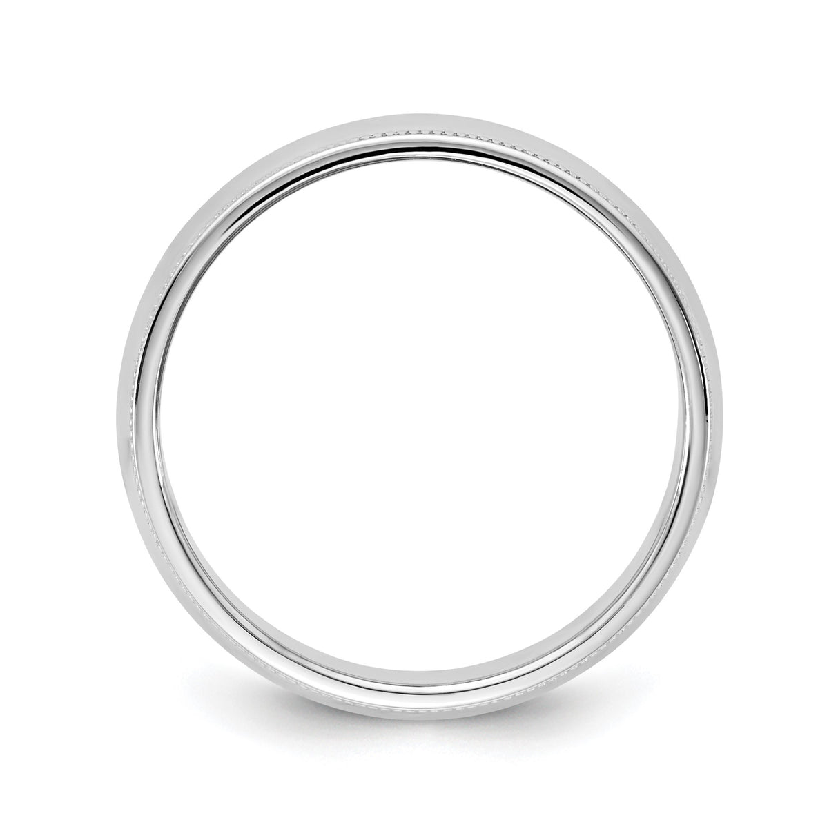 14k White Gold Milgrain, Domed wedding band ring alternate angle