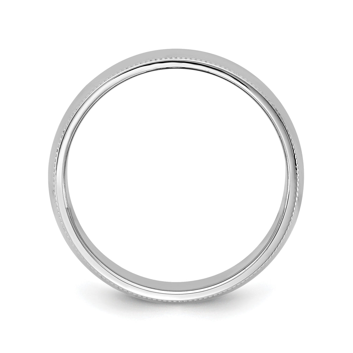 10k White Gold Milgrain, Domed wedding band ring alternate angle