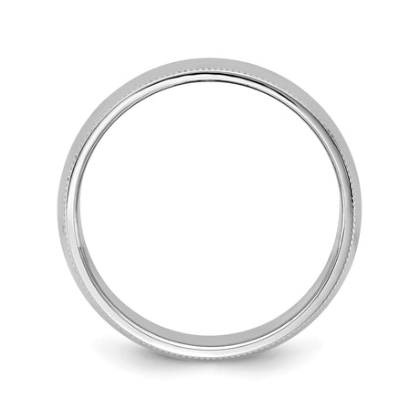 10k White Gold Milgrain, Domed wedding band ring alternate angle