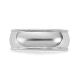 10k White Gold Milgrain, Domed wedding band ring detail view