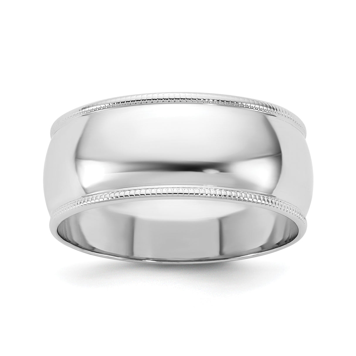 10k White Gold Milgrain, Domed wedding band ring