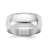10k White Gold Milgrain, Domed wedding band ring
