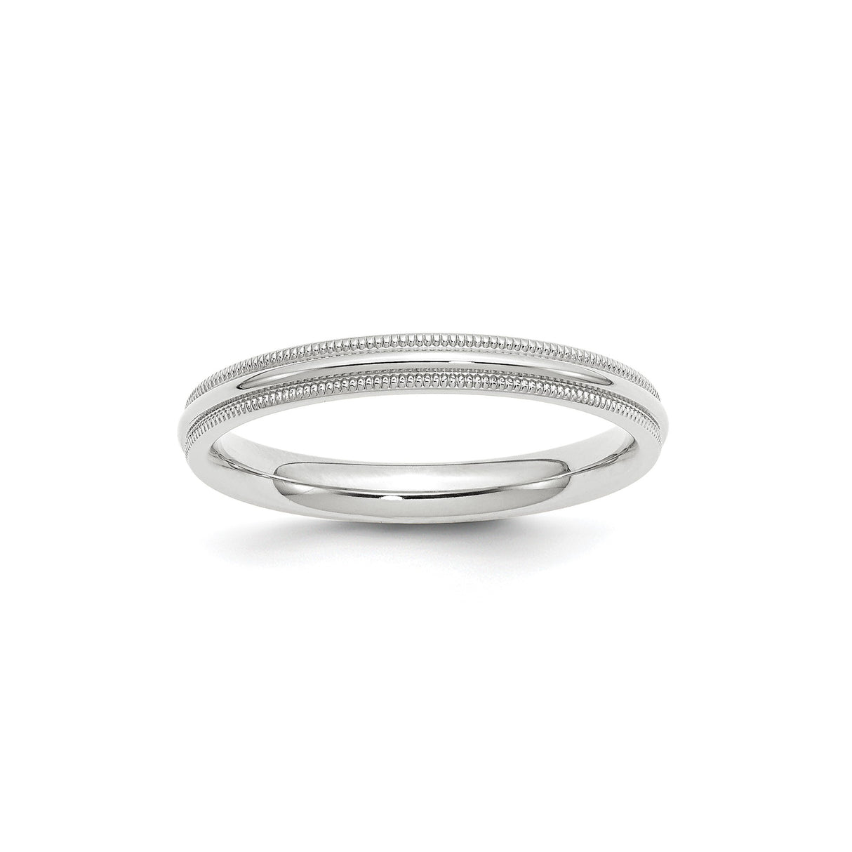 10k White Gold Milgrain, Comfort Fit wedding band ring
