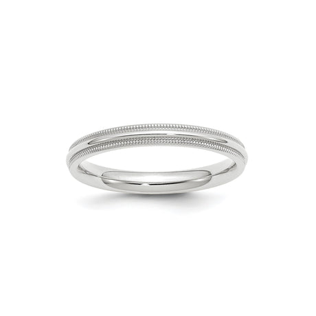 10k White Gold Milgrain, Comfort Fit wedding band ring
